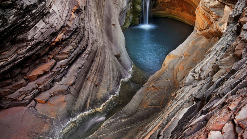 Australia, lake, cave, Karijini National Park, 4k, Waterfall, travel, photography, tourism, National Geographic Traveler Photo Contest, 2K