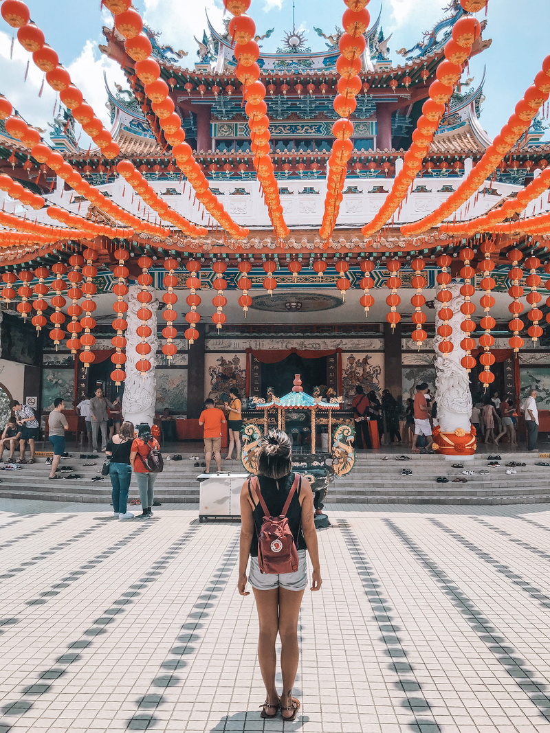 rear view, Malaysia, thean hou temple, real people, person, woman, Taoist Temple, front, leisure activity, built structure, standing, travel destinations