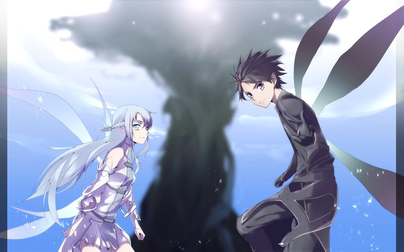yuuki, yuuki asuna, kirito, sword, asuna, art, kirigaya, 720P, wings, sword art online, kazuto, online, kirigaya kazuto, alfeim, anime
