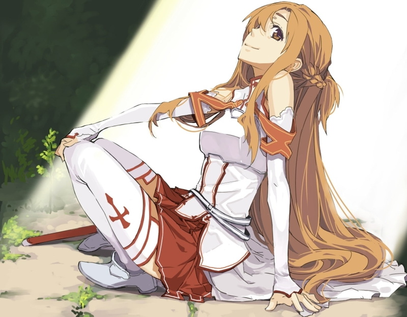 brunettes, eyes, yuuki asuna, long hair, hair, hd, art, sword, girls, long, Sword Art Online, online, asuna, 720P, brown eyes, Anime Girls, anime, people