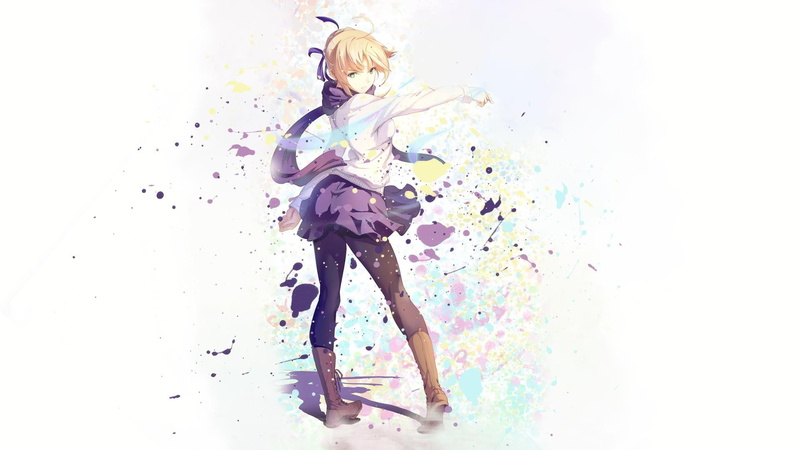 saber, anime, series, girl, fate, anime girl, fate series, 1080P, 1920x1080, scarf, blonde