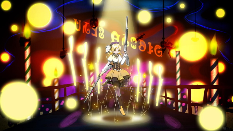 magica, yellow, character, magi, guns, 1920x1080, mami tomoe, 1080P, tomoe, white, holding, mami, puella magi madoka magica, anime, madoka, dress, girl