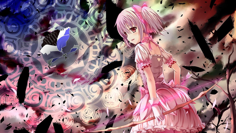 hd, Mahou Shoujo Madoka Magica, Kaname Madoka, pink, bow (weapon), Anime Girls, eyes, girls, art, weapon, shoujo, pink hair, people, 1080P, magica, bow