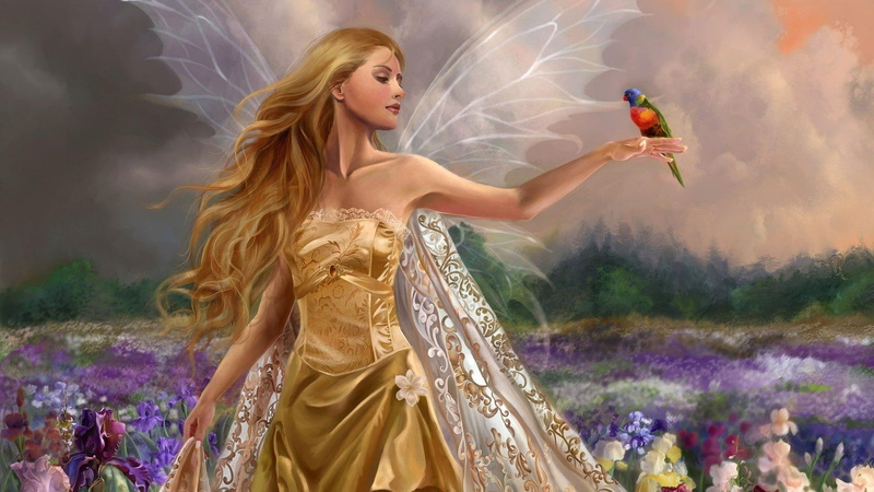 fantasy, flowers, graphic, girl, lady, art, 1080P, fairy