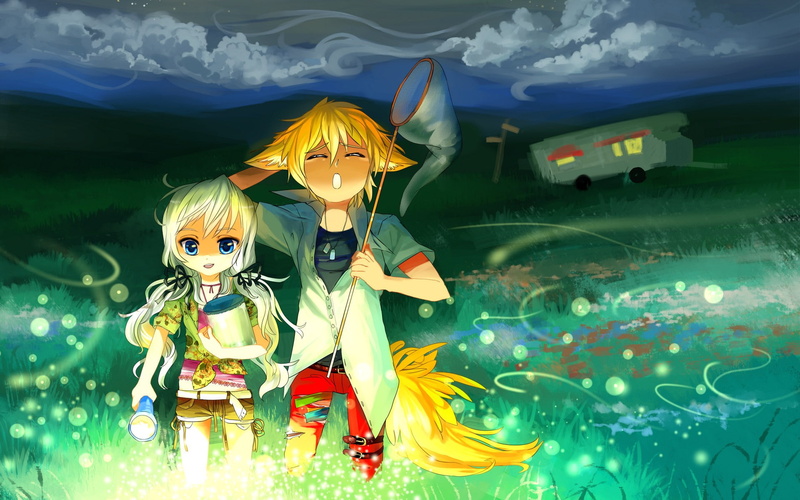 anime, element, sculpture, art and craft, festival, creativity, characters, summer, male, female, male likeness, craft, cartoon, toy, multi colored, fireflies