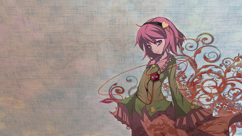 young adult, females, mural, pattern, looking at viewer, wall, creativity, short hair, multi colored, Komeiji Satori, anime, lifestyles, real people, hair ornament