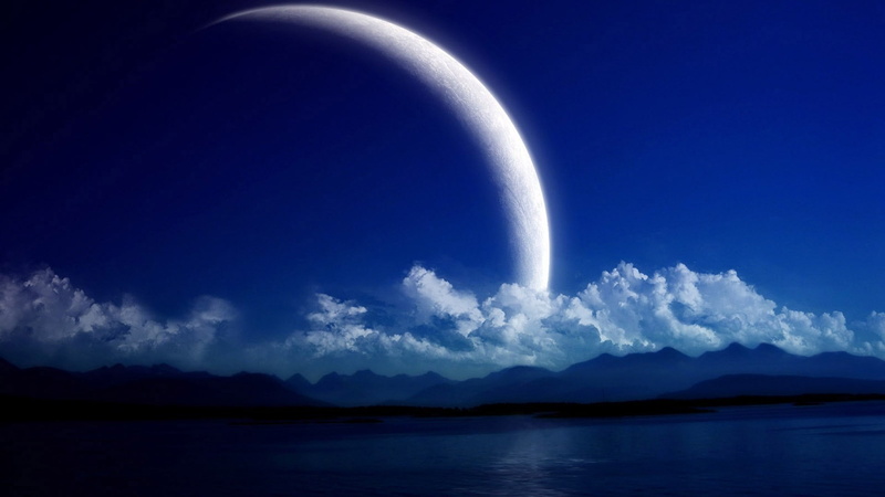 space art, digital art, sky, planet, mountains, 1080P, clouds, nature