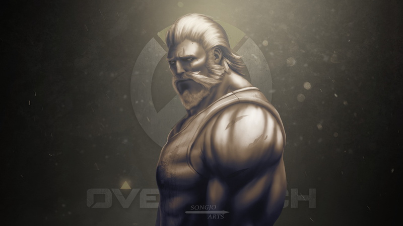 White Hair, video games, beard, Reinhardt (Overwatch), 4K, Reinhardt Wilhelm, Overwatch, Beards, Muscular