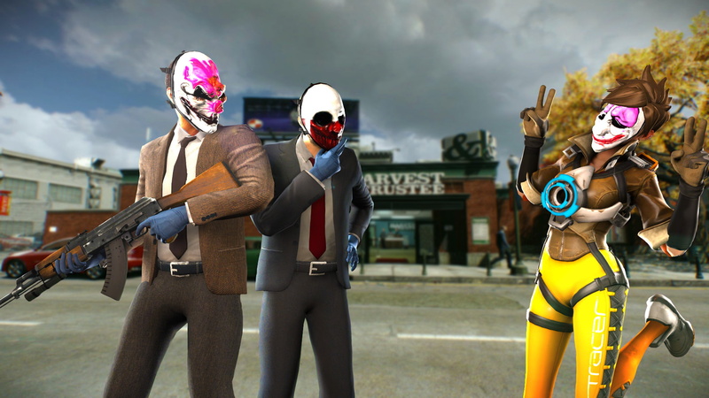 Wolf (Payday), Hoxton (Payday), 1080P, Houston (Payday), Payday 2, Tracer (Overwatch), Video Game, Crossover
