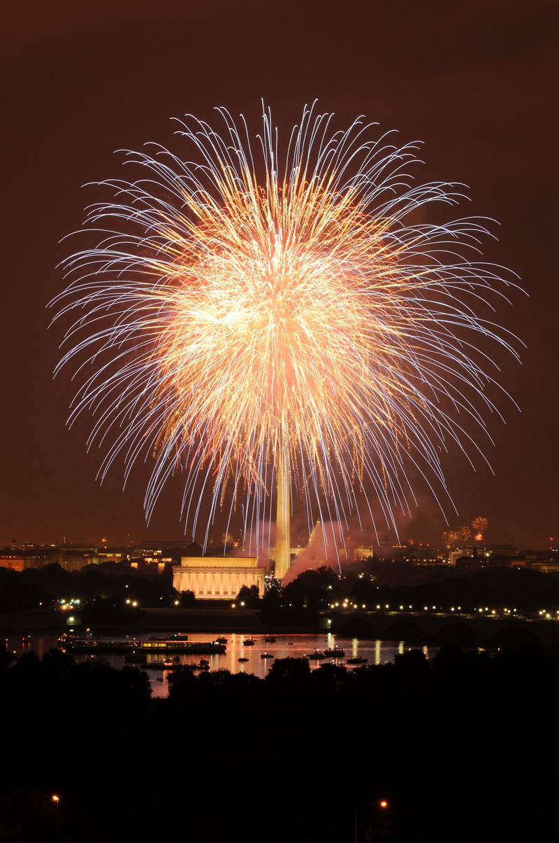 entertainment, long exposure, fire - Natural Phenomenon, exploding, pyrotechnics, independence day, dazzling, washington dc, city, fireworks, building exterior