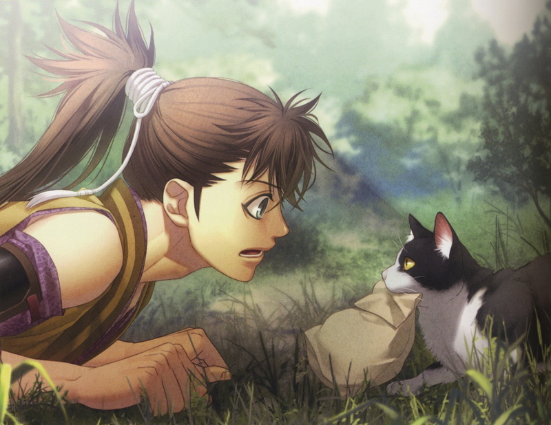 pets, plant, one animal, beautiful woman, one person, Hakuouki Shinsengumi Kitan, nature, grass, feline, Anime, 1080P, hairstyle, Otome Game, vertebrate