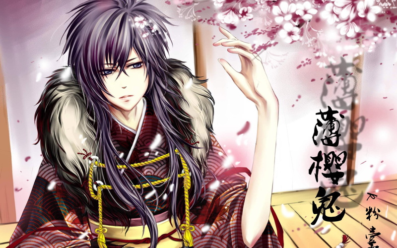 2K, character, purple, anime, 2880x1800, male, hakuouki, haired