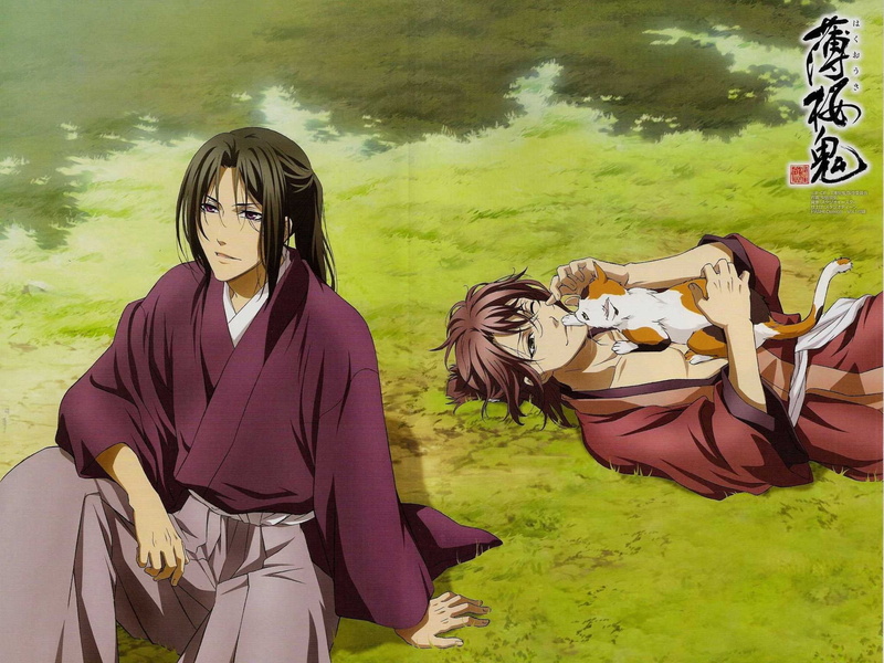 girls, plant, people, lifestyles, real people, adult, 1080P, hakuouki, lake, creativity, women, character, cat, anime, outdoors, leisure activity