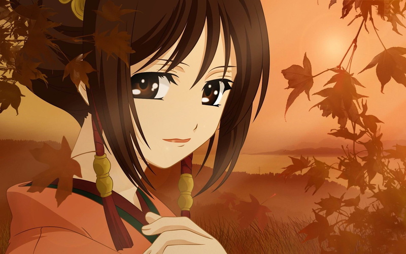 no people, wallpap, growth, art and craft, cartoon, plant part, 1080P, character, haired, nature, hakuouki, tree, craft, close-up, orange color, day, beauty in nature