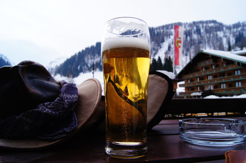 holiday, hat, focus on foreground, pint glass, freshness, still life, drink, refreshment, alcohol, cold temperature, close-up, mountains, food and drink