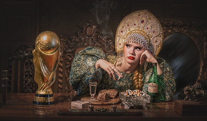 kokoshnik, butts, girl, 1080P, Princess, the situation, a glass of vodka, Cup, So France or Croatia?, ashtray, vodka, cigarettes, Sergey Rehob, a bottle of vodka