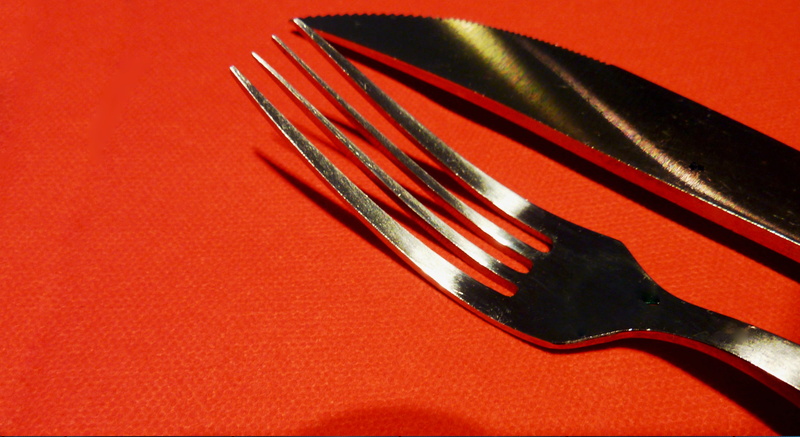 2K, high angle view, metal, cutlery, household equipment, red, indoors, table, crockery, arts culture and entertainment, studio shot, colored background