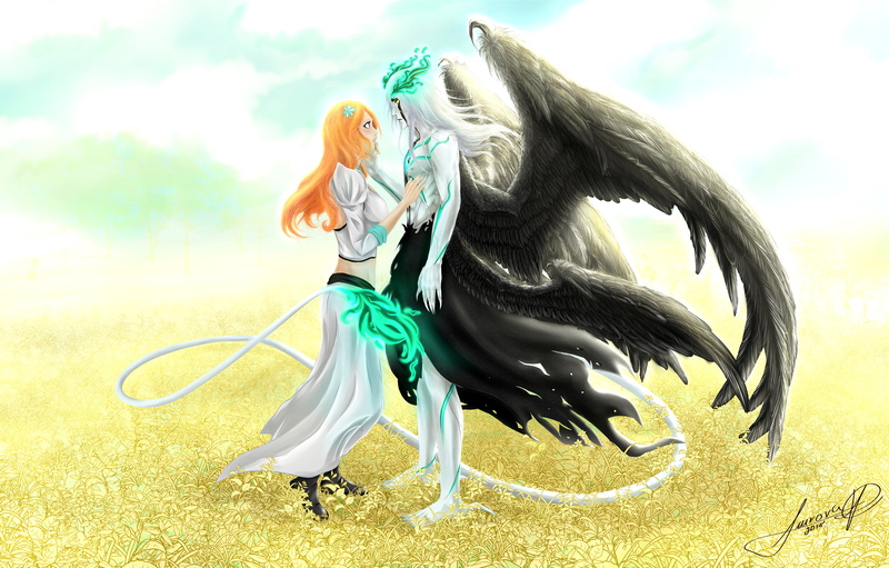 Bleach, Manga, Anime, Ulquiorra Cifer, Couple, 8K, Bleach Brave Souls, Orihime Inoue