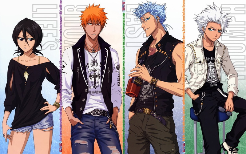 Rukia Kuchiki, people, standing, leisure activity, Grimmjow Jaegerjaquez, illustration, front view, characters, digital composite, fashion, casual clothing