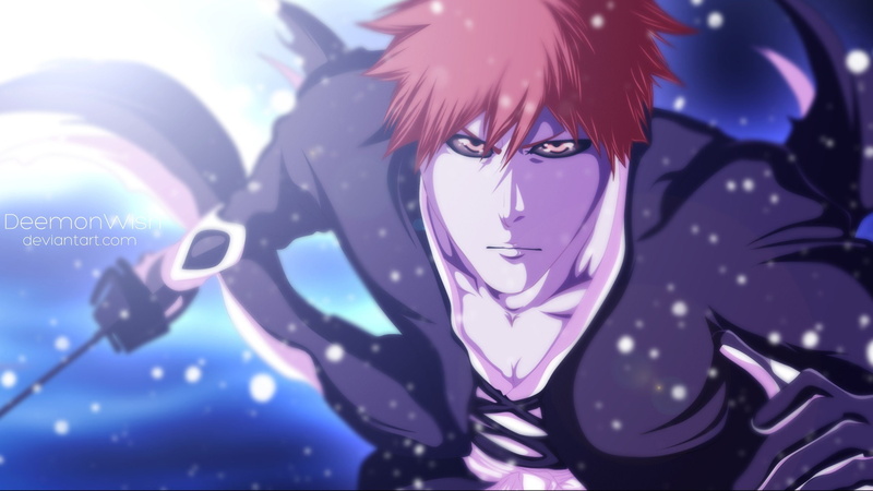 ichigo, orange, hair, boys, bleach, zanpakuto, kurosaki, 2K, snowing, anime