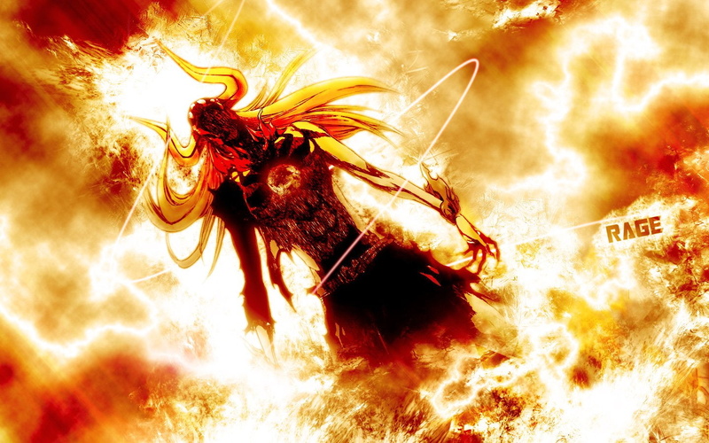 bleach, ichigo, flames, kurosaki, 720P, rage, vastolorde