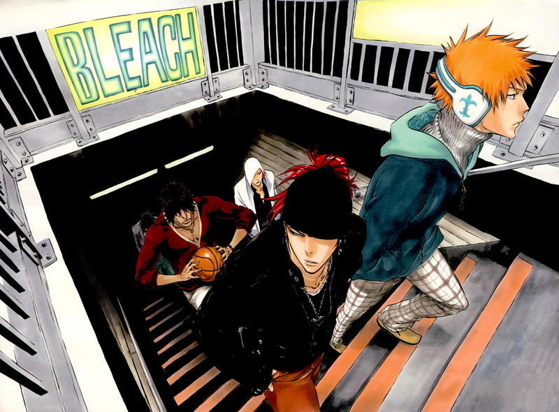1080P, Yasutora Sado, guys, Ikkaku Madarame, Ichigo Kurosaki, Uryuu Ishida, anime, bleach, Renji Abarai