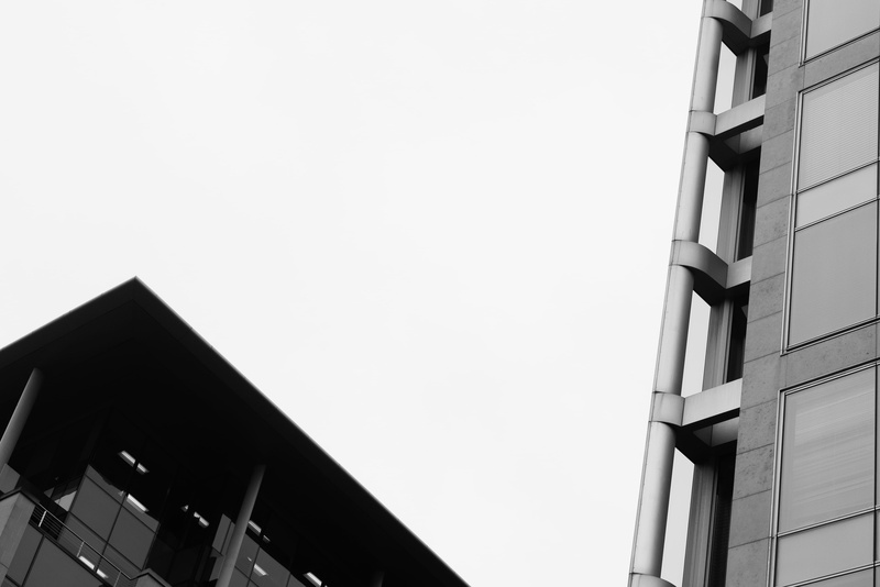 mirror, reflection, outdoors, city, copy space, office building exterior, united kingdom, glasgow, bw, 4K, steel, wall - building feature, window, building exterior