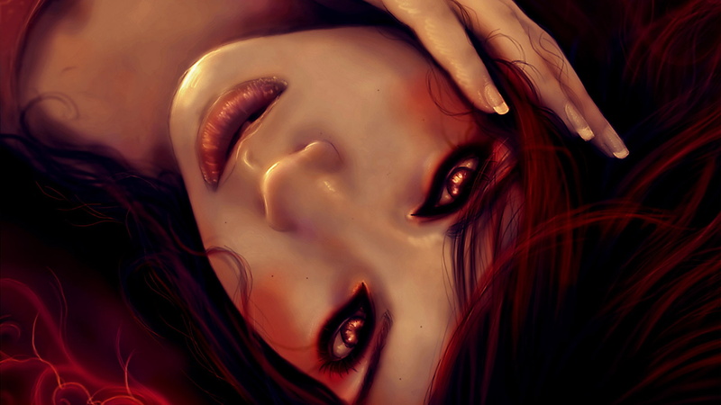 1080P, eyes, red, faces, x, abstract, paintings, women, fantasy, redheads, hd, art