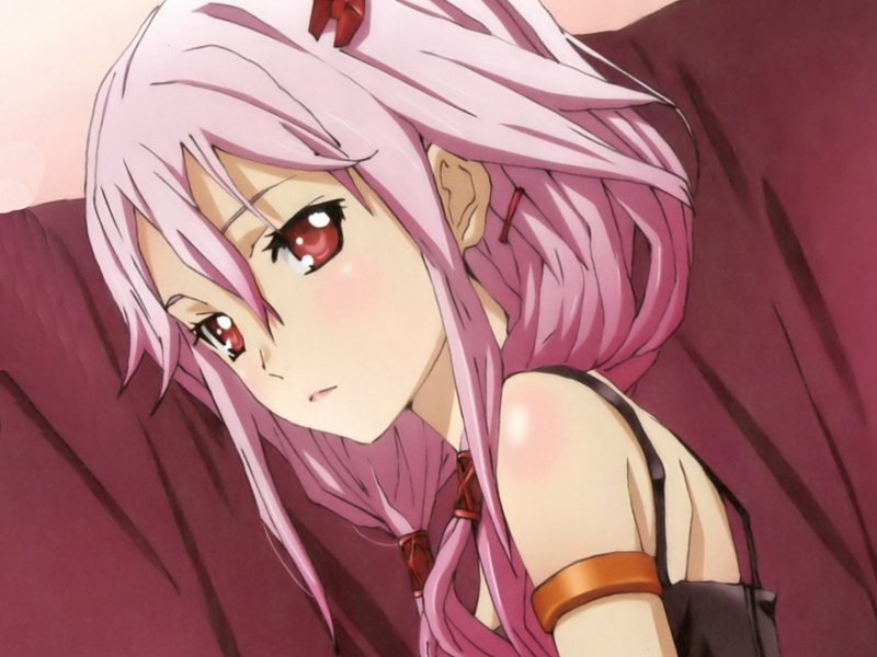 pink hair, crown, eyes, hd, faces, girls, guilty, pink, 720P, people, inori, anime, red, art, hair, yuzuriha, women