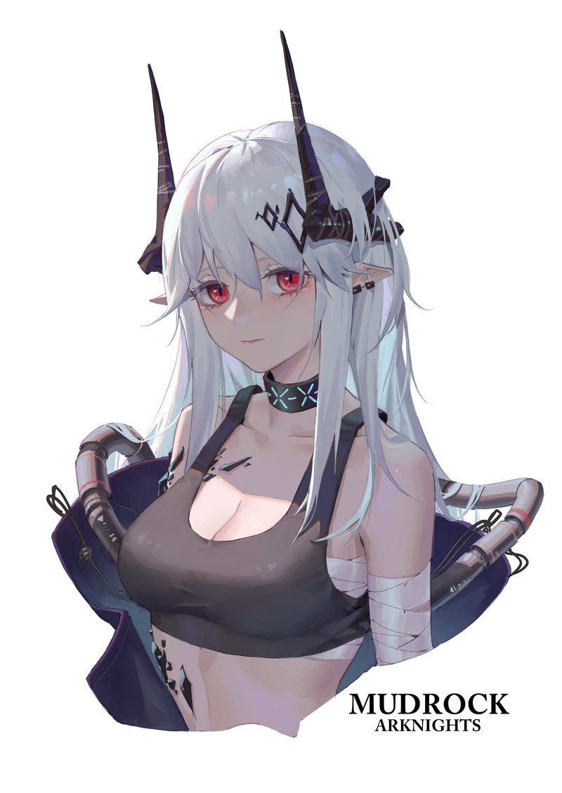 AreaAaron, anime girls, horns, anime, Mudrock (Arknights), 2K, Arknights