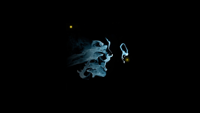 changing form, ink, indoors, marine, no people, black background, close-up, motion, smoke, pattern, minimalism, multi colored, smoke - physical structure