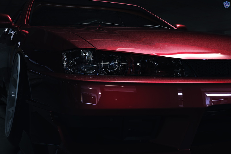 Nissan S14, candyfloss red, modified, car park, 8K, 3D, render, modified car