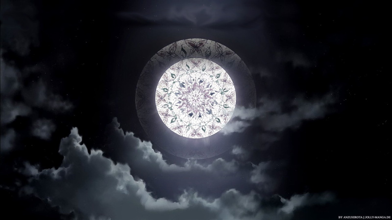 moon, Anime, outdoors, no people, space, night, sky, cloud - sky, shape, nature, storm, 1080P, dark, full moon, low angle view, Zetsuen No Tempest, beauty in nature
