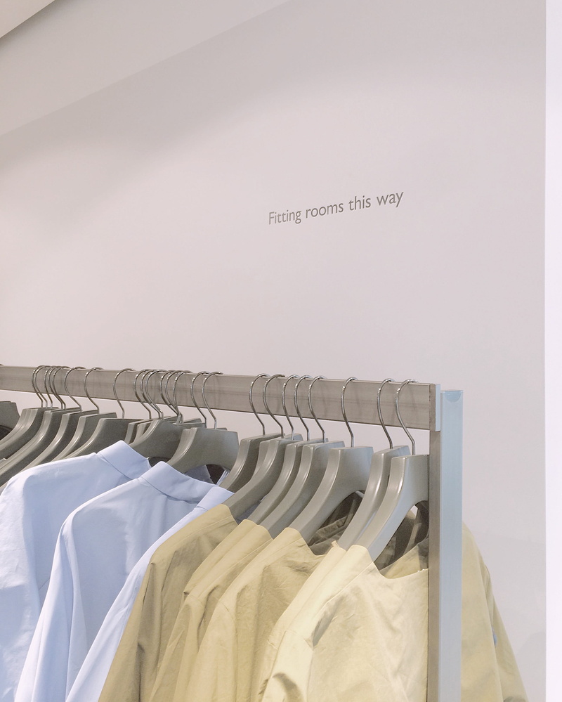 store, absence, wear, contemporary, family, clothes, cos, coathanger, indoors, steel, clothes rack, wardrobe, western script, shopping, rail, wall - building feature