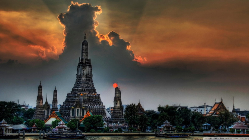 beautiful, nature and landscapes, river, 1080P, city, asian, temple, hdr, clouds, cloud