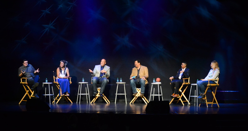 coworker, chairs, and share the, adult, stage, music, six, full length, indoors, sitting, young adult, people, performance, women, talking, light, 4K