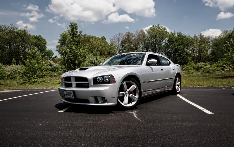 20-inch aluminum wheels, cult car, 4K, tuning, functional hood, supercar, silver, Dodge Charger SRT8, design, front grille with black honeycomb