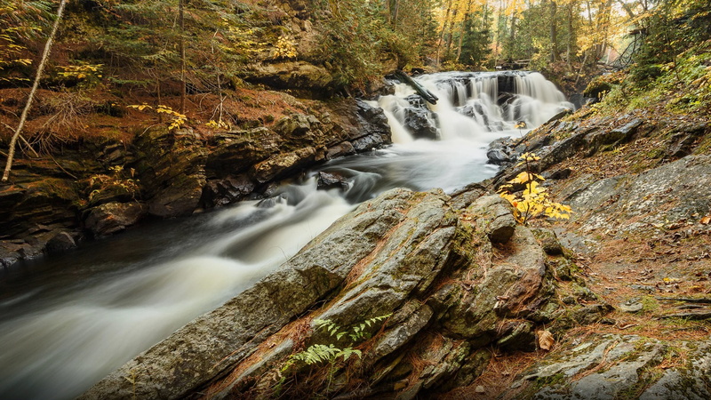 high, falls, maple, leaf, landscape, creek, papineau, desktop, ontario, screen, north, full, america, autumn, 4K, canada