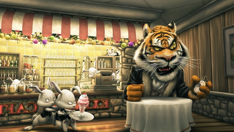 no people, representation, whisker, animal themes, animal, architecture, tiger rabbits cartoon cafes ice cream food artwork animals, animal wildlife, feline