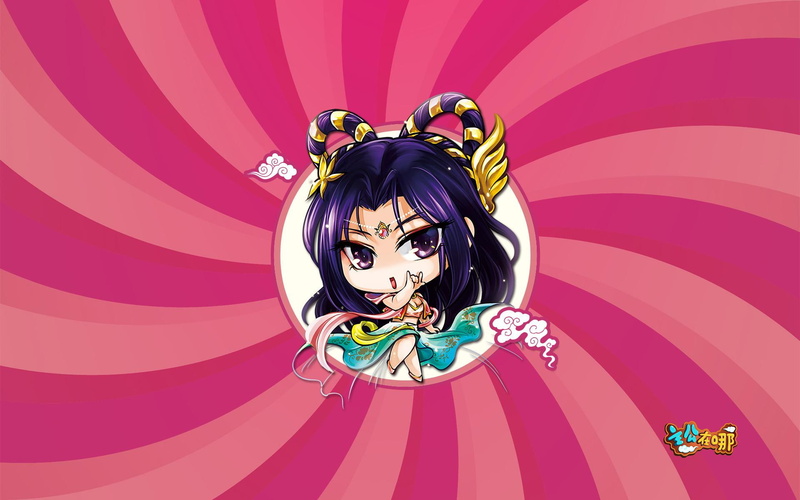battle, woman, q version of the cartoon, purple, 1080P, zhan, q, character, king, cartoon, version, wang, lord, haired, zhan wang, moon, king of battle