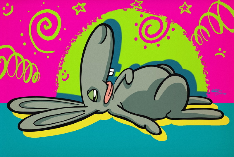 vertebrate, art and craft, rabbit, cute, green color, sleep, bird, communication, no people, creativity, fun, studio shot, colored background, representation