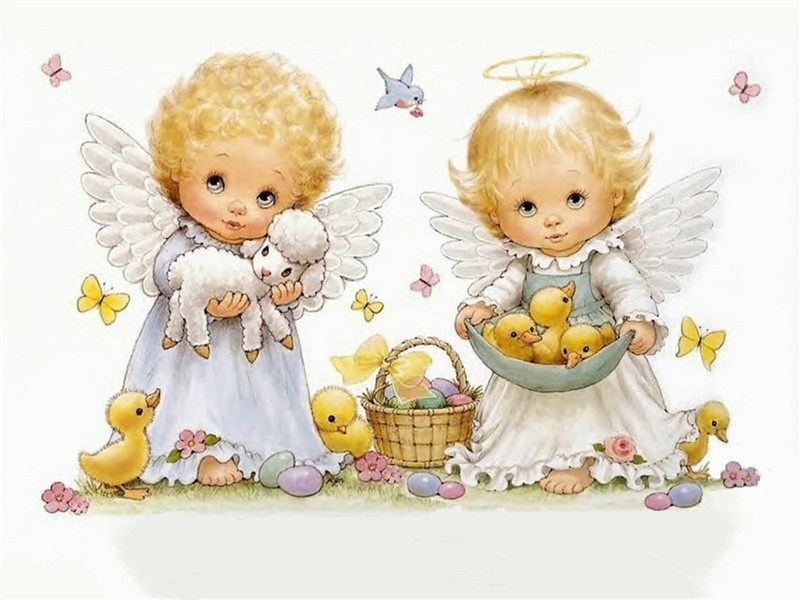 hd, 480P, chick, Butterfly, easter, Angel, art, abstract, lamb, happy, egg