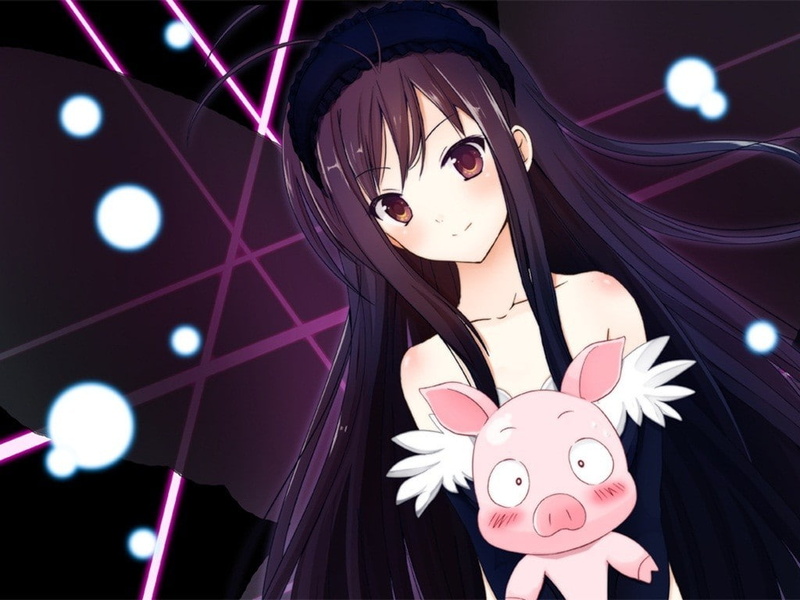 pigs, Accel World, celebration, anime, event, one person, illuminated, women, adult, 480P, young adult, close-up, anime girls, female likeness, young women
