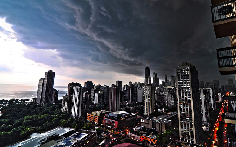 city, chicago, dark, hd, 2K, clouds, storm