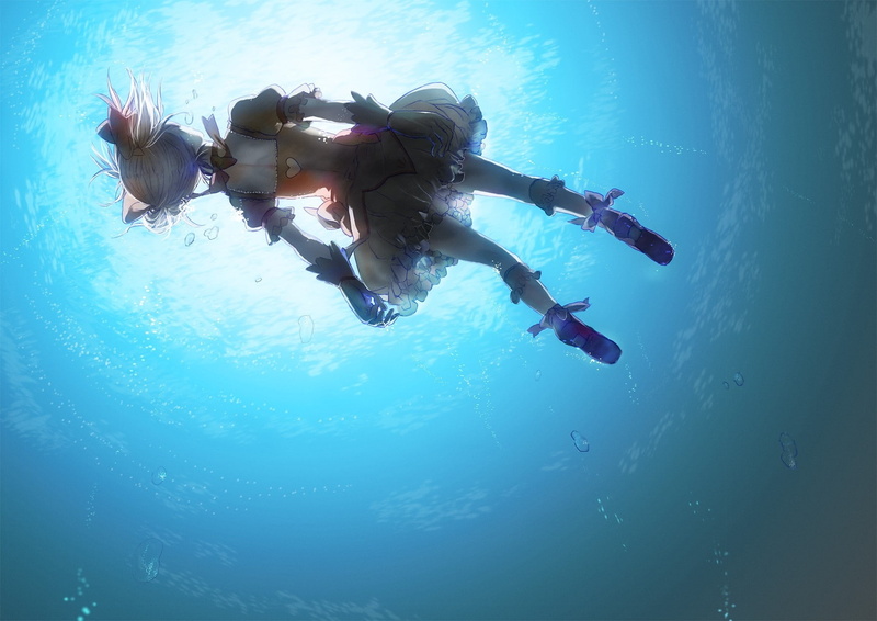 hd, art, drowning, kaname, mahou, pink, magica, 720P, water, pink hair, madoka, x, shoujo, anime, hair, people, wal, girls