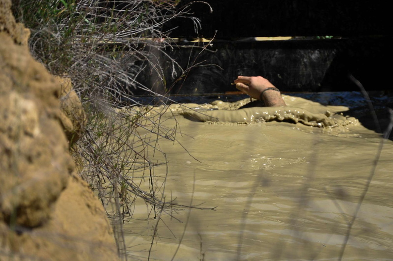 stamina, horror, mud, one person, selective focus, obstacle, real people, exercise, fence, hand, 1080P, tree, day, lake, unrecognizable person, plant