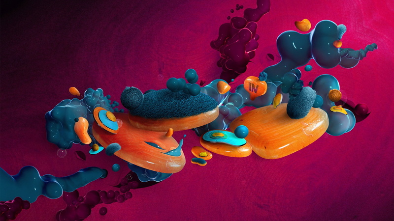 splashes, abstract, 3D, 1080P, digital art, pink background, purple, bubbles