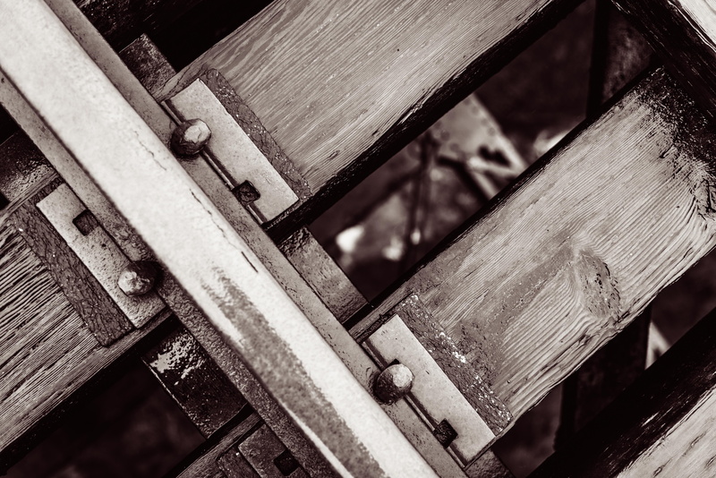 goldstream park, day, 5K, industrial, tracks, no people, support, high angle view, selective focus, bc, trestle, built structure, industry, wooden boards