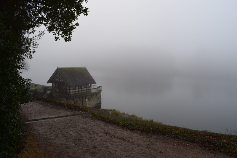 building exterior, plant, outdoors, cottage, architecture, water, fog, tranquility, blenheim palace, lake, beauty in nature, nature, woodstock, the way forward