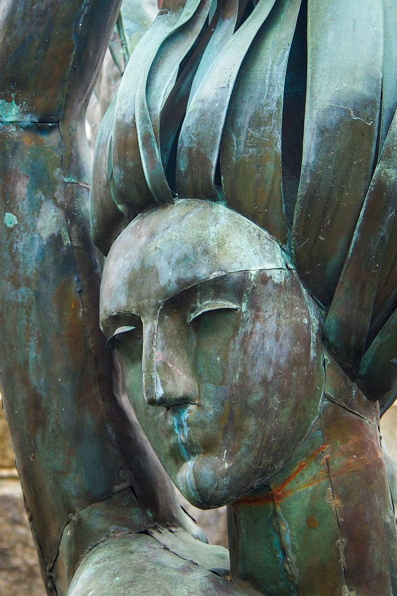 copper, artwork, day, religion, statue, metal, belief, built structure, close-up, sculpture, craft, united states, woodstock, architecture, place of worship